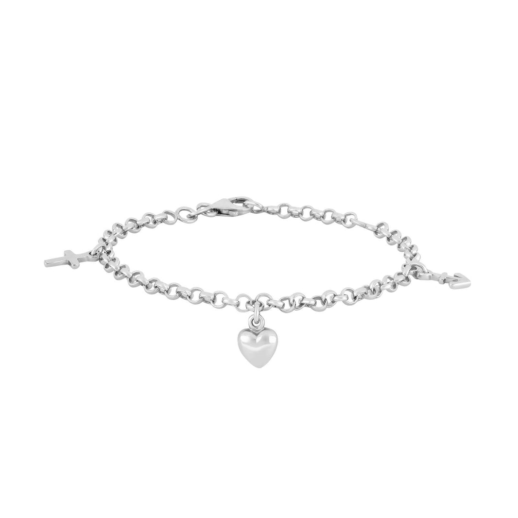 Silberarmband mit Glaube, Hoffnung und Liebe - Rhodiniert