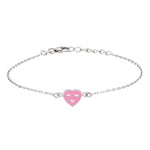 Rhodiniertes Silber Armband Herz mit Emaille 8mm