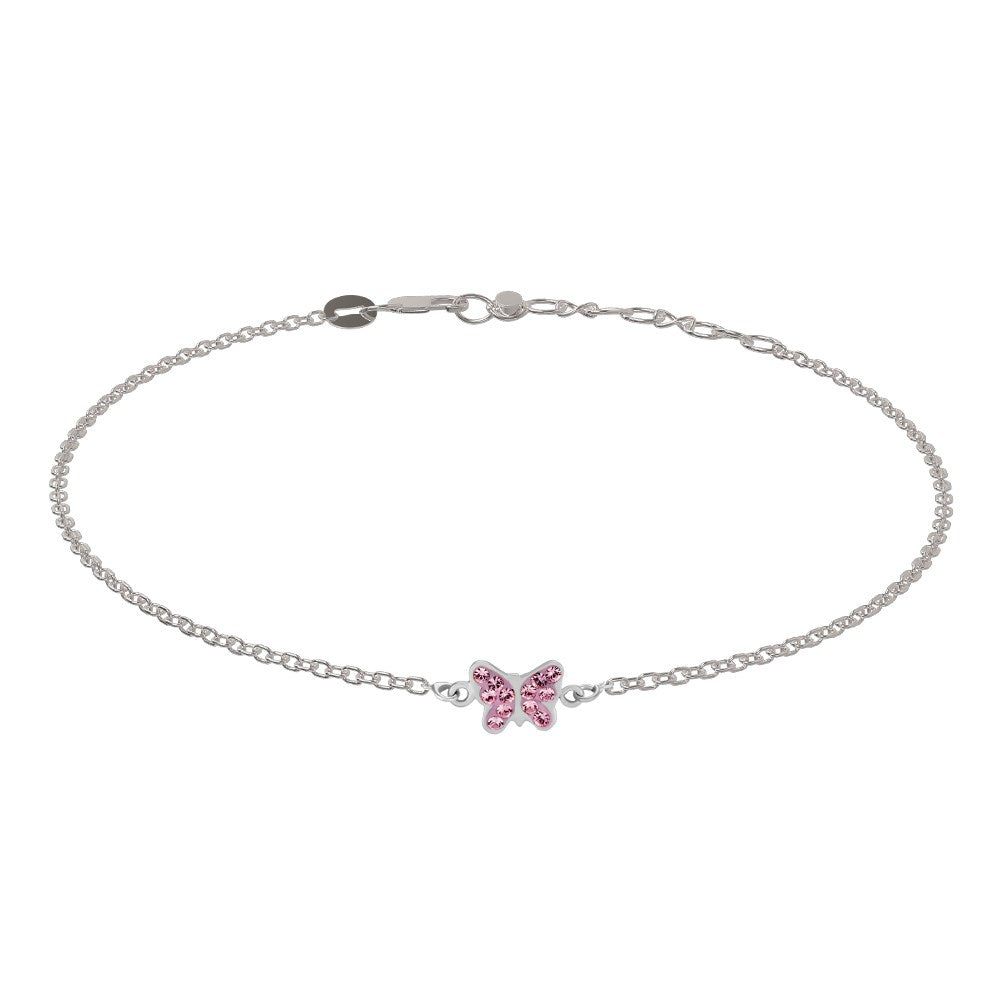 Rhod. Silberarmband m/Schmetterling und cz