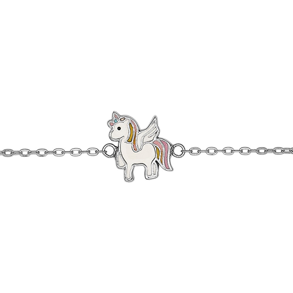 Rhod. silver bracelet unicorn