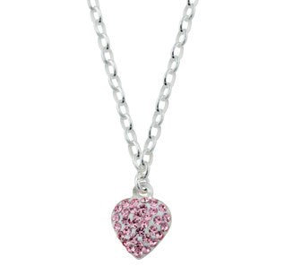 Rhod. Silberhalskette Herz m/rosa cz