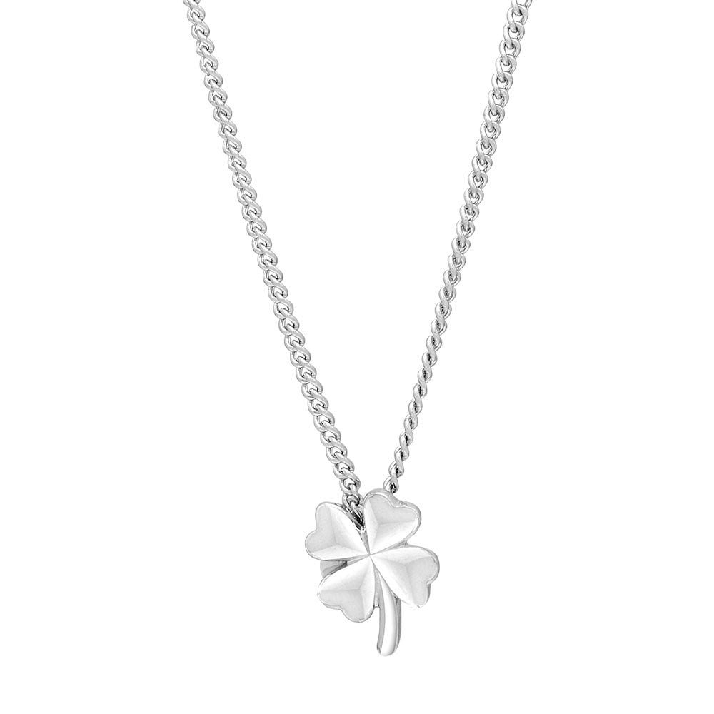 Rhod. silver necklace w/clover
