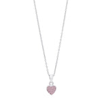 Rhod. Silberhalskette Herz m/rosa cz