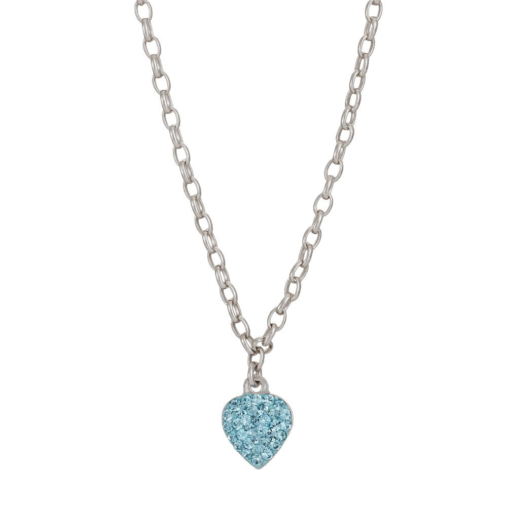 Rhod. Silberhalskette Herz m/hellblauem cz