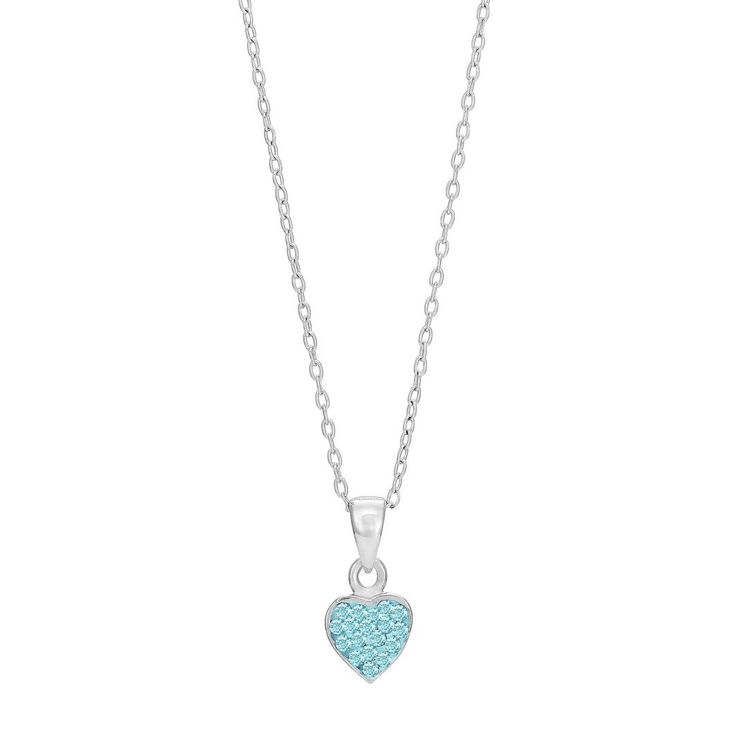 Rhod. Silberhalskette Herz m/blau cz