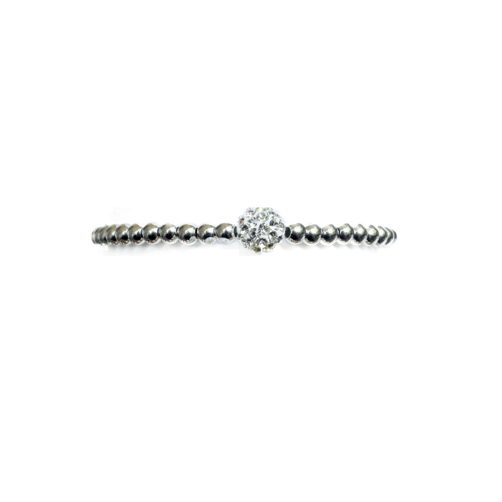 Rhod. silber Kugelarmband m/Pavékugel Kristal