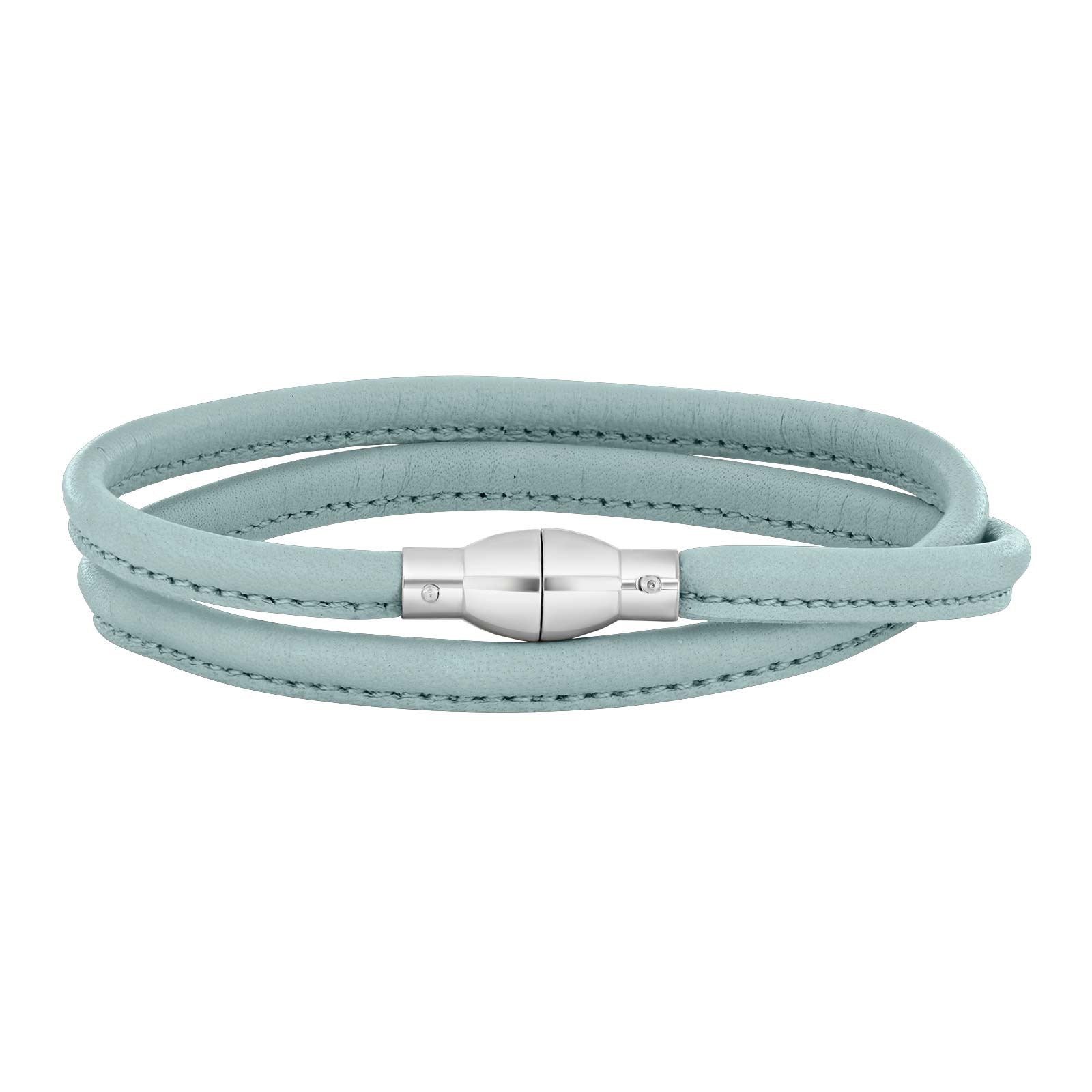 Læderarmbånd m/rhod. sølv lås farve37
