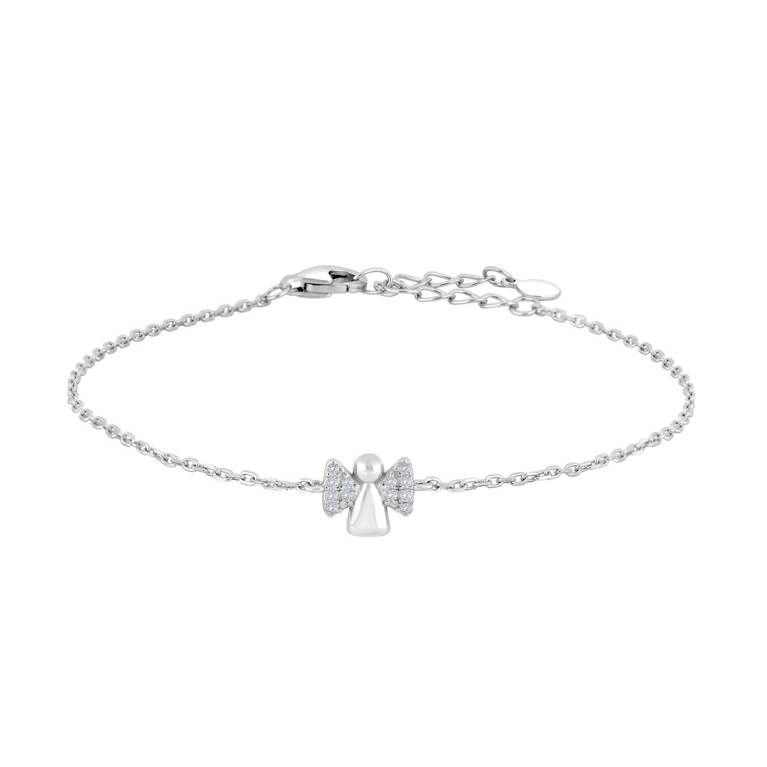 Rhod. Silber Armband Engel m/cz