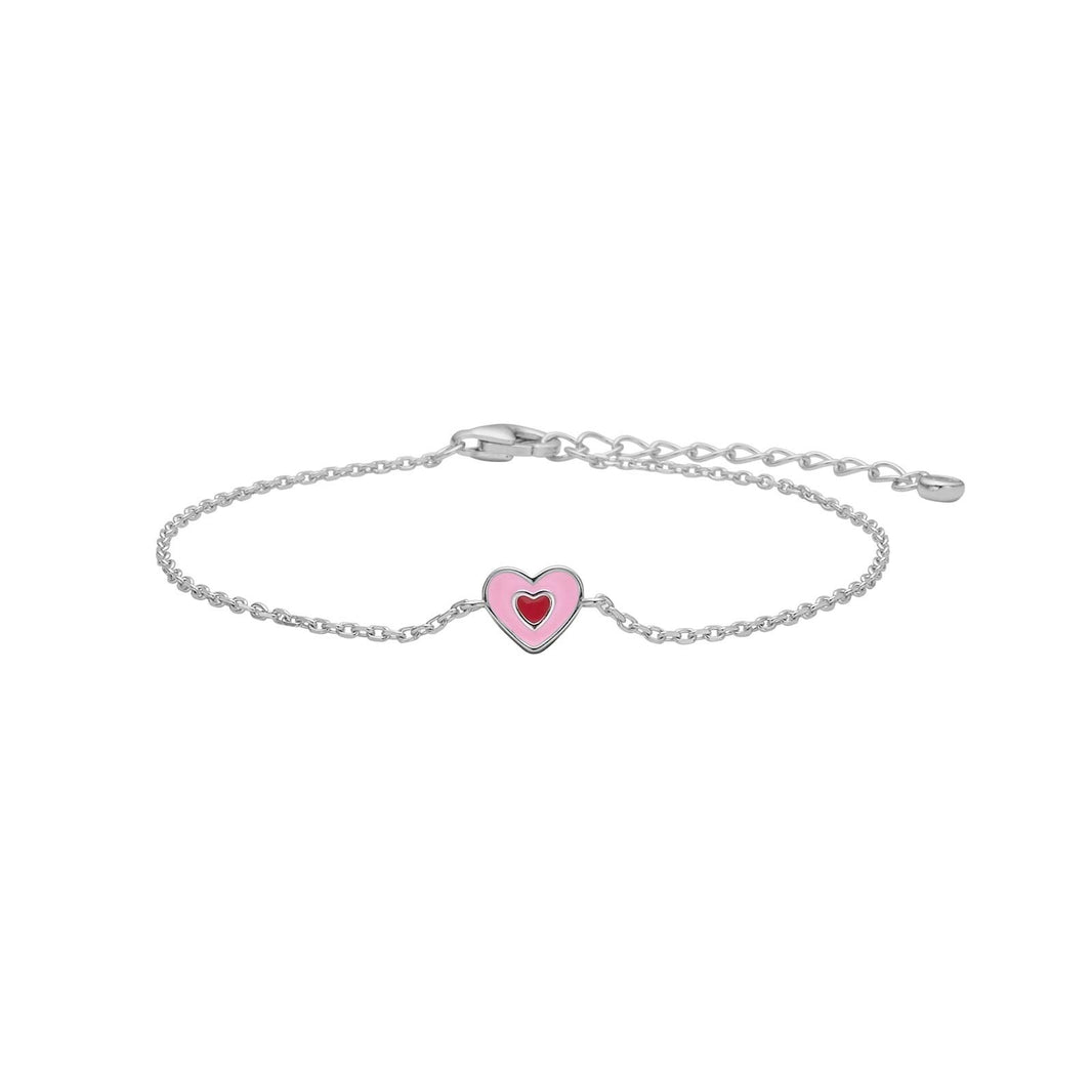 Rho. Silber Armband Herz m/ rosa Emaille