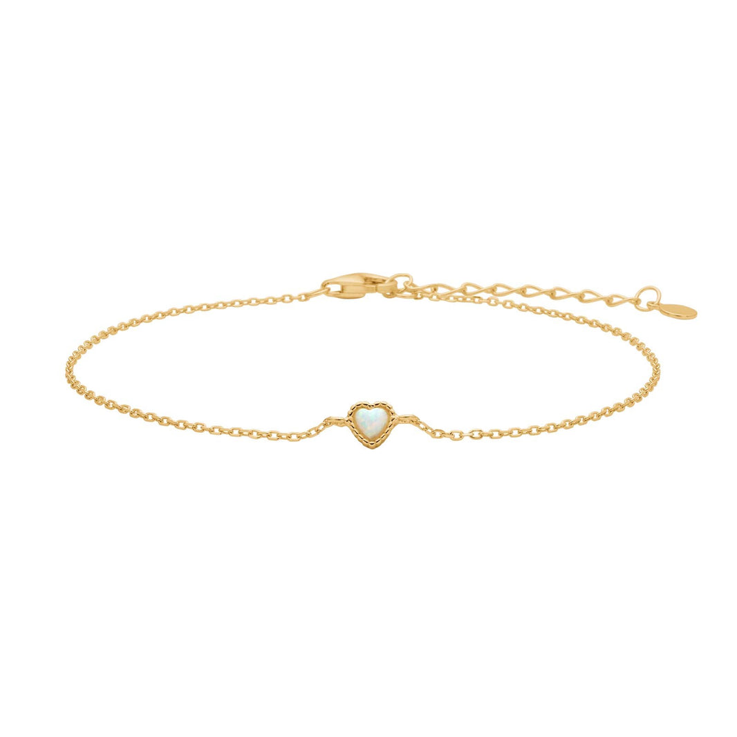 Rho. Silber Armband Herz m/ weiß opal