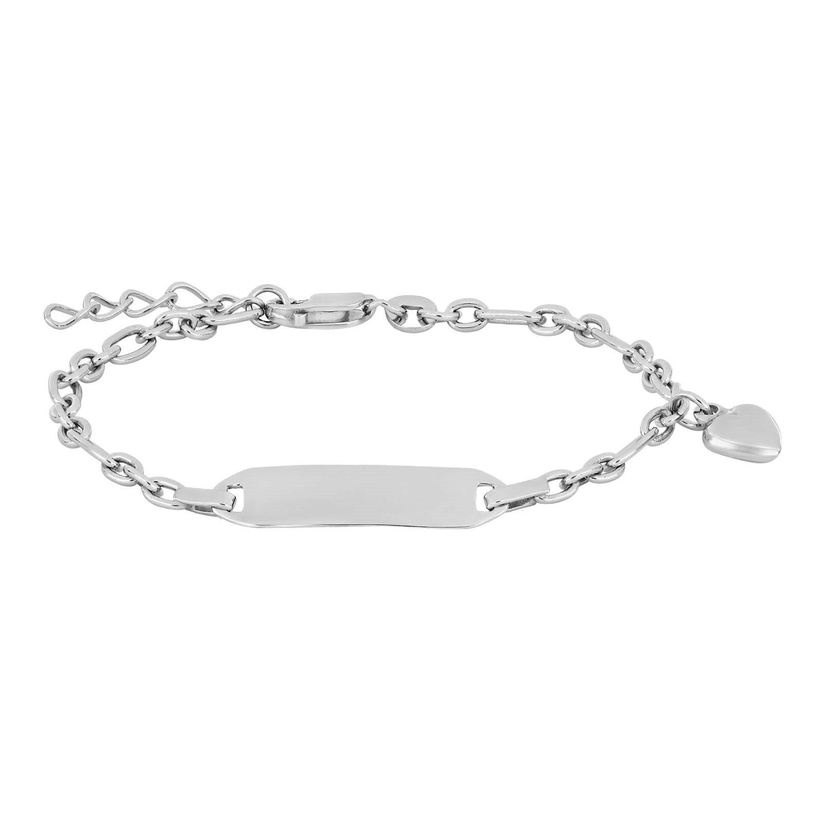 Silbernes Armband mit Platte und Herz
