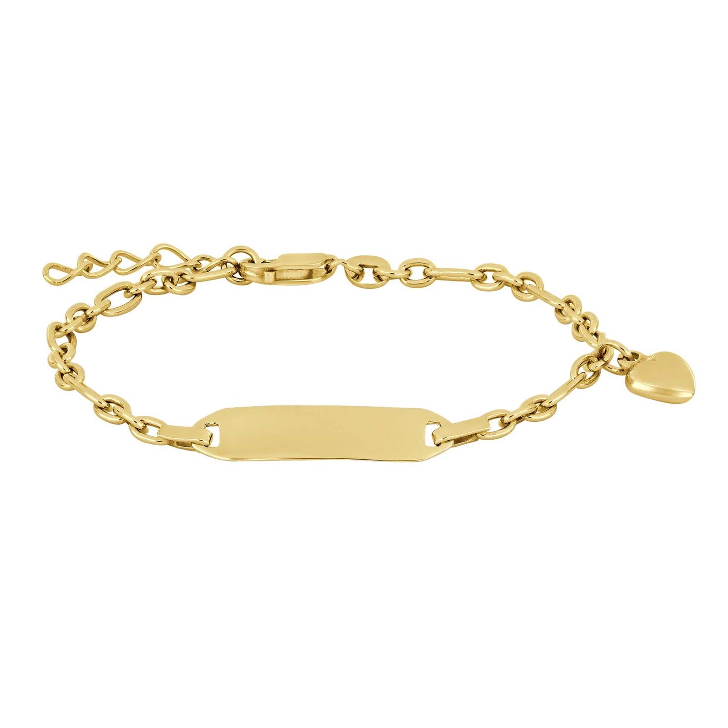 Silbernes Armband mit Platte und Herz - Vergoldet