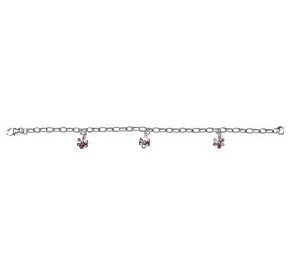 Rhod. Silberarmband m/3 Blumen und rosa cz