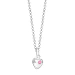 Rhod. Silberhalskette Herz m/rosa Kristall