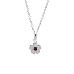 Rhod. Silberhalskette Blume m/Emaille und cz