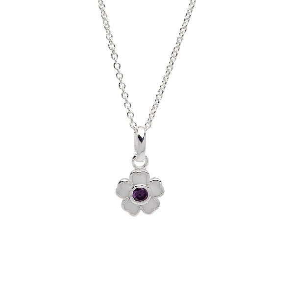 Rhod. Silberhalskette Blume m/Emaille und cz