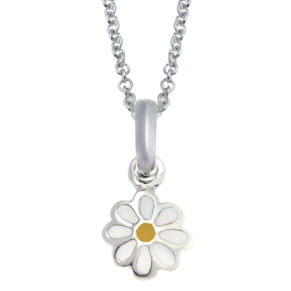 Rhod. Silberhalskette Blume m/Emaille