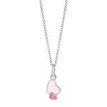 Rhod. Silberhalskette Herz m/rosa Emaille