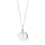 Rhod. silver necklace plate and cross w/cz 16mm