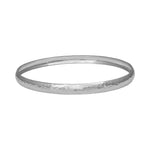 Rod. silver bangle lightly hammered 5.5mm - 65mm