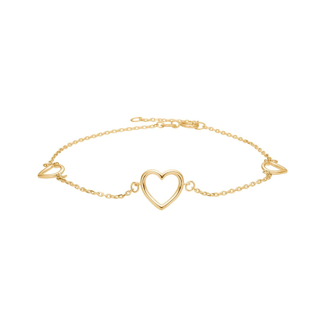 8kt. guldarmbånd m/3 hjerter