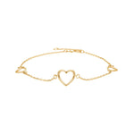 8kt. Gold Armband m/3 Herzen