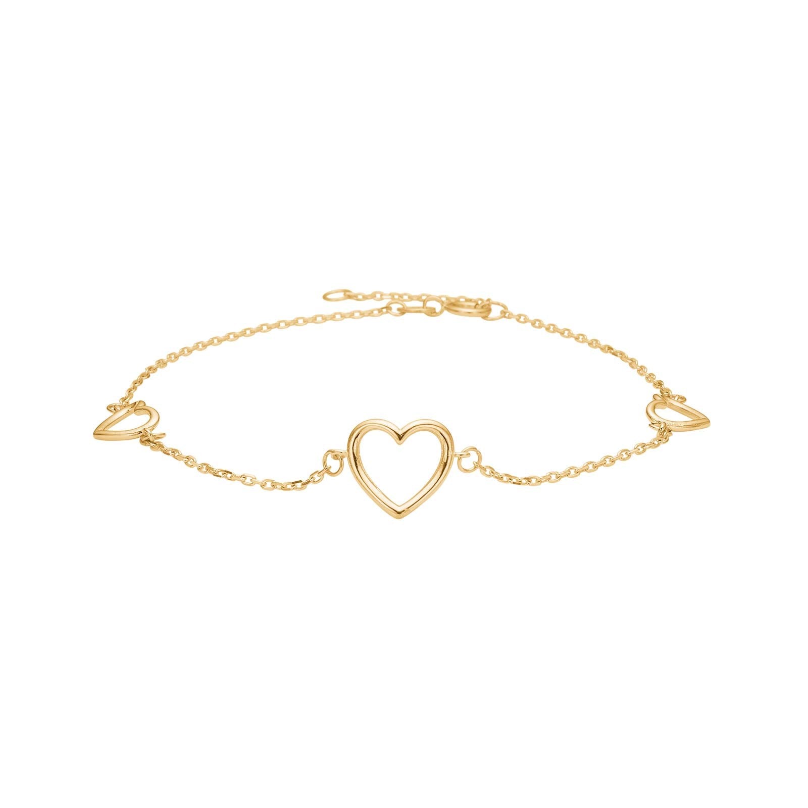 8kt. Gold Armband m/3 Herzen