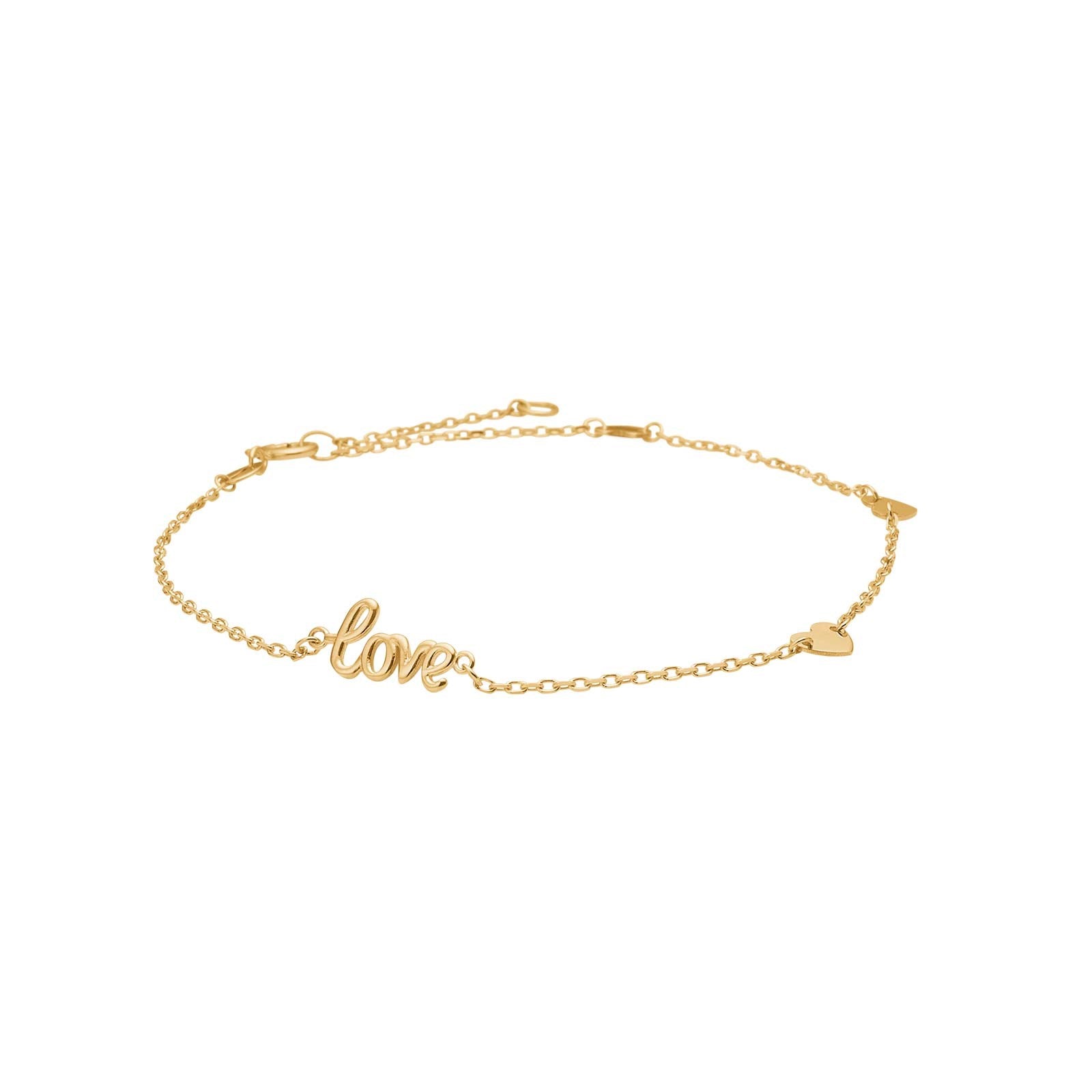 8kt. Gold Armband "Love" m/Herzen