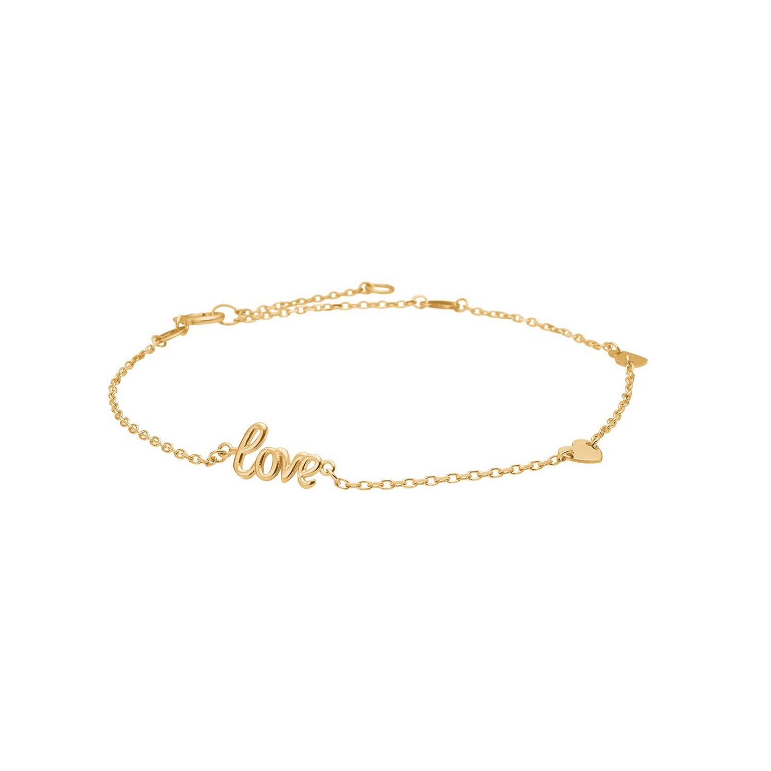 8kt. Gold Armband "Love" m/Herzen