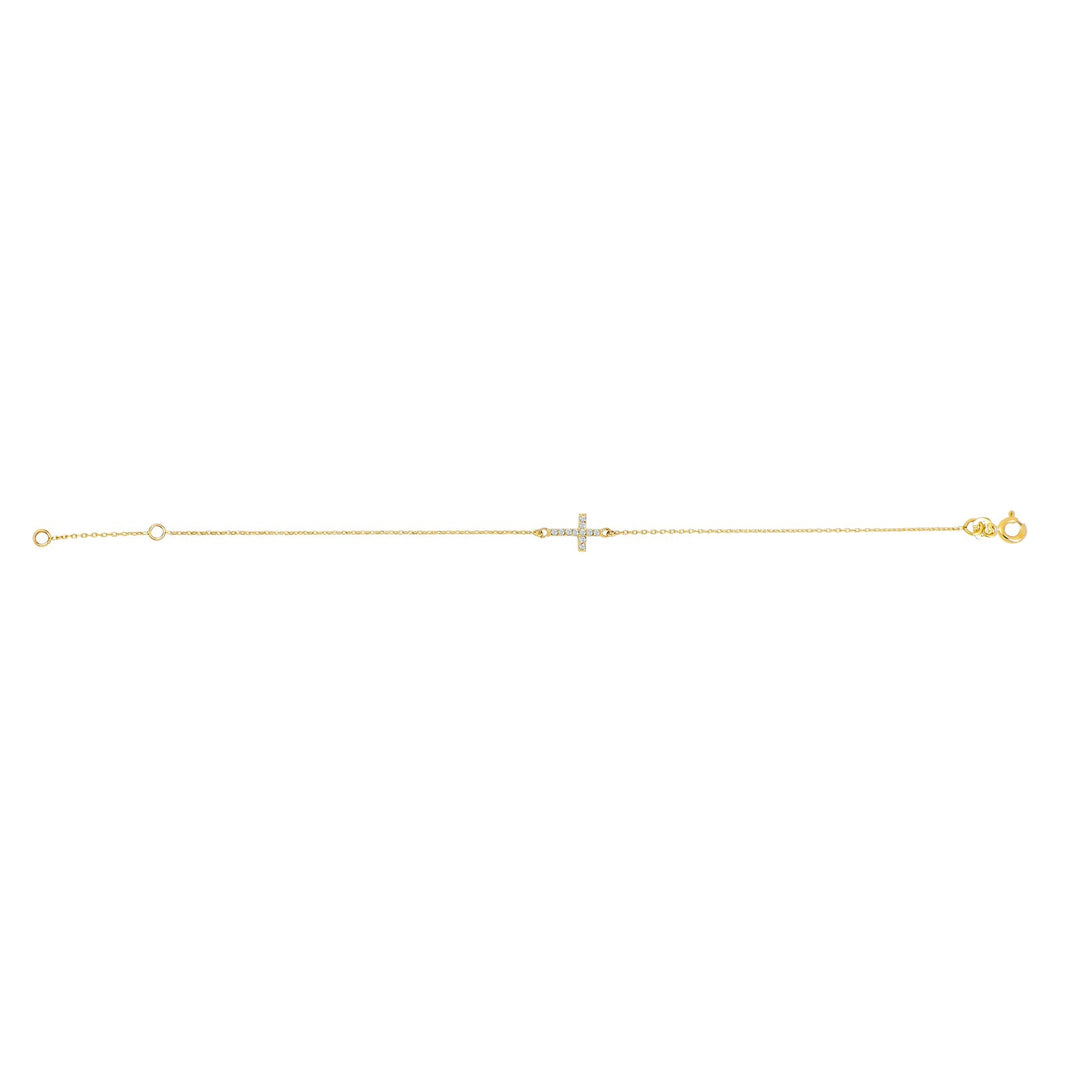 8ct. gold bracelet cross w/cz