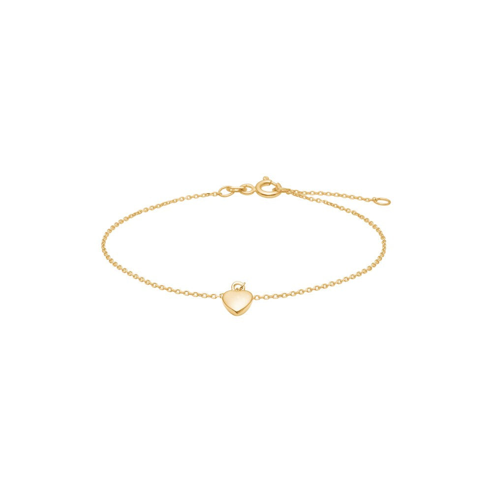 8kt. Goldarmband m. Herz 15+2cm