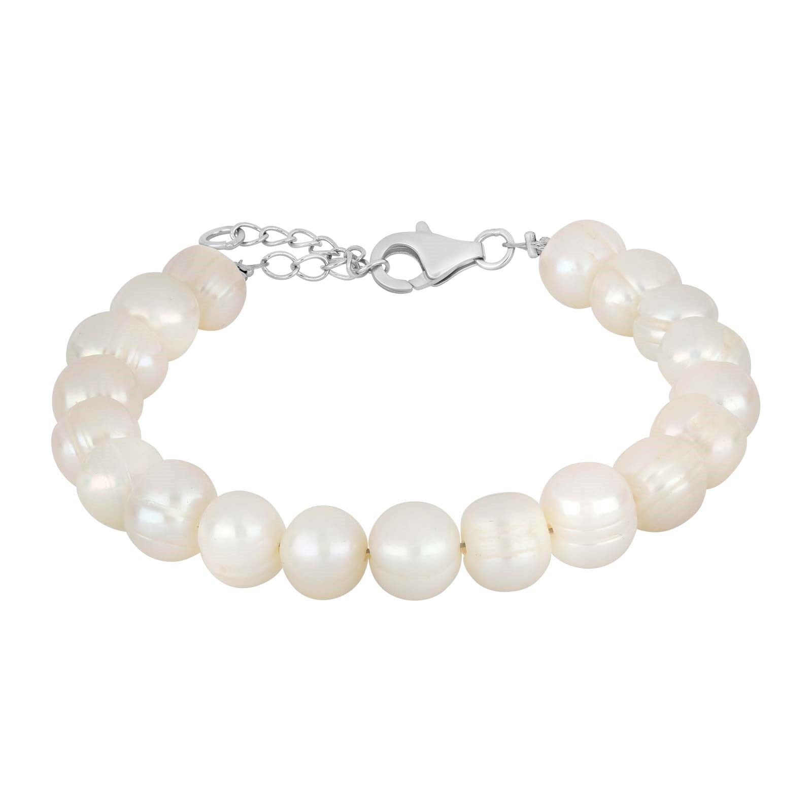 Freshwaterbracelet with rhod. lock 8mm