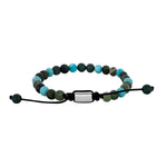 SON Armband moss agate/türkis m.Stahl 6mm