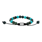 SON Armband moss agate/türkis m.Stahl 8mm
