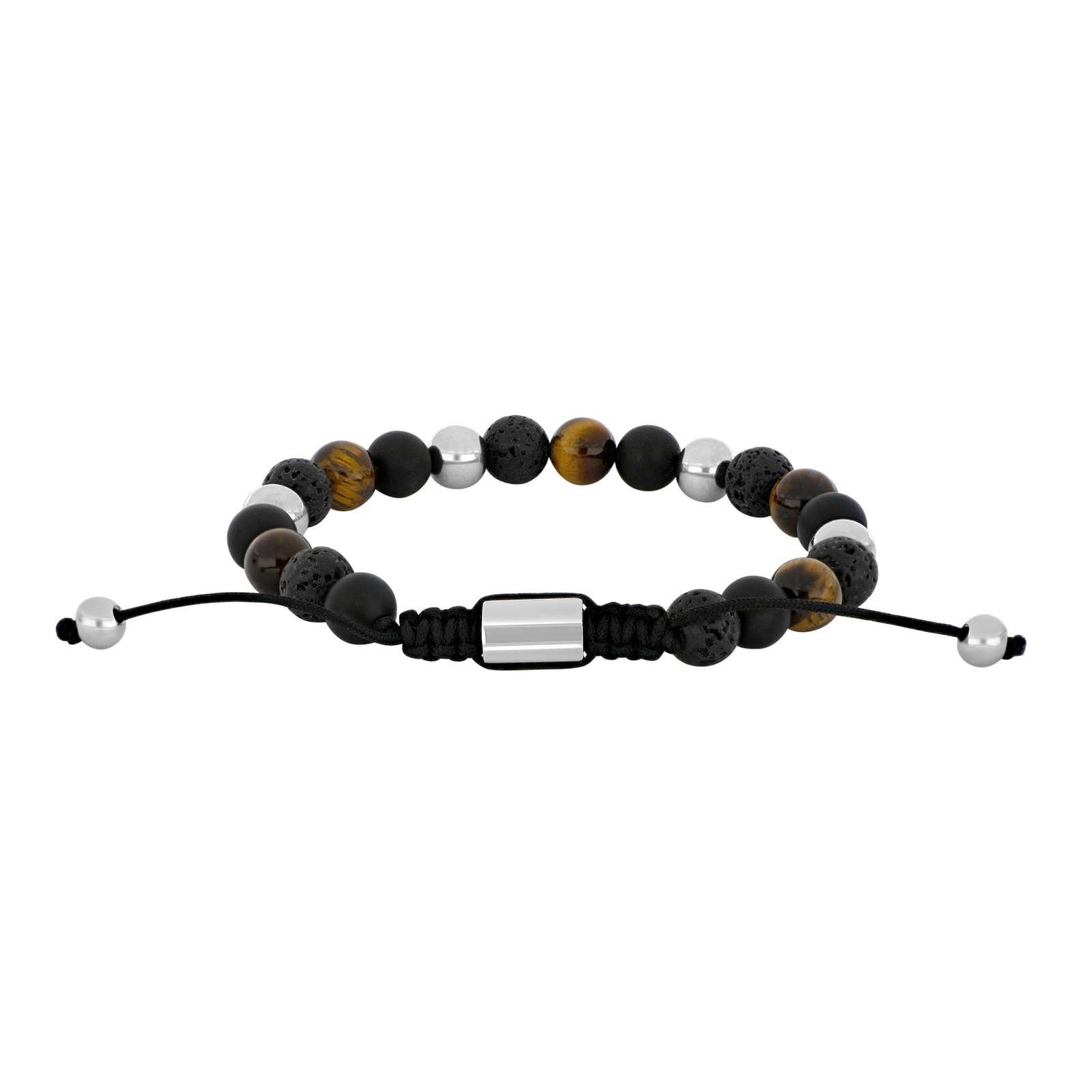 SON bracelet black agate/lava/tiger eye w.steel