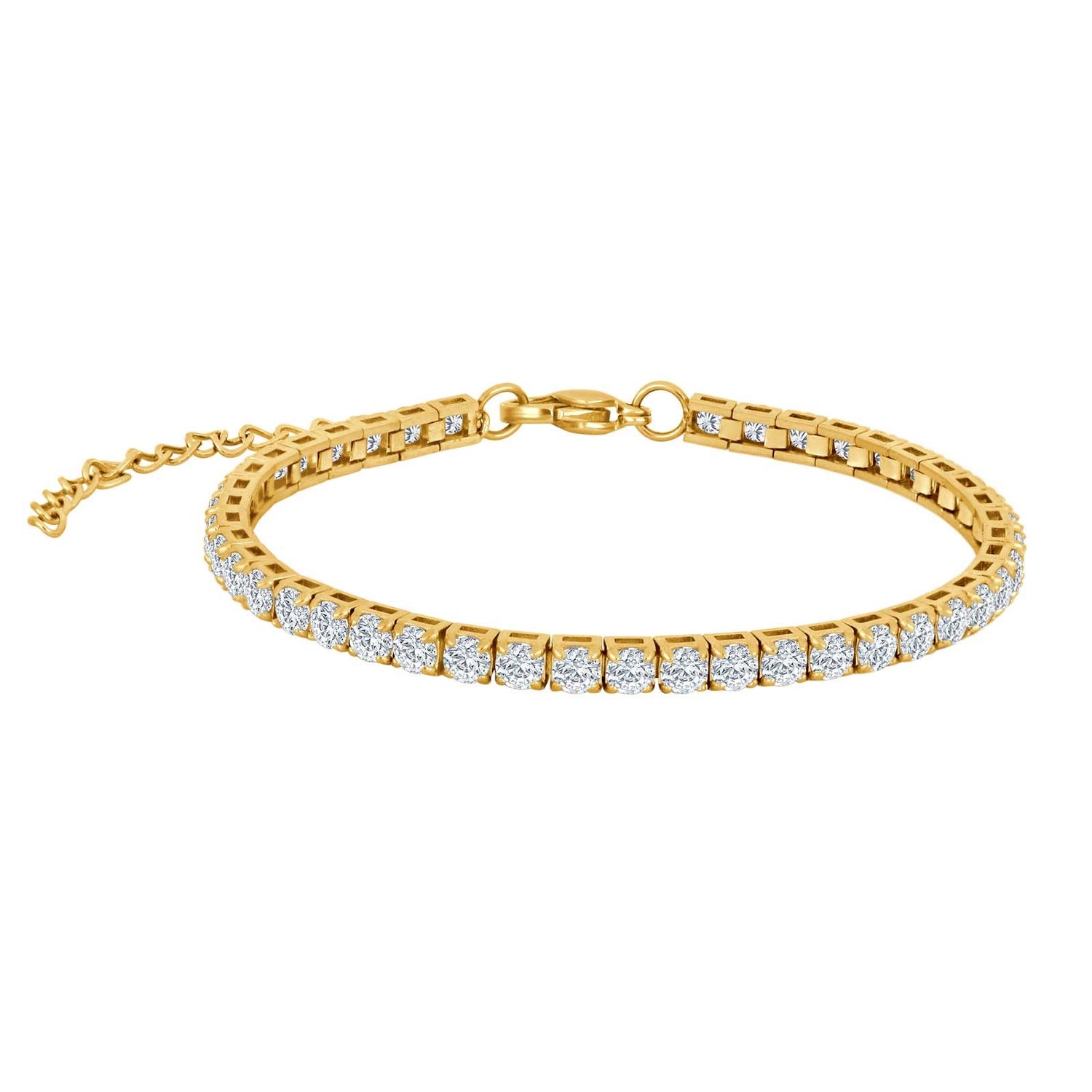 SON tennis bracelet steel IP gold 17+5cm