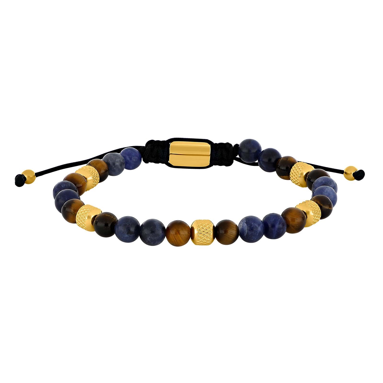 SON armbånd sodalite/yellow tiger eye og IP gold 6mm