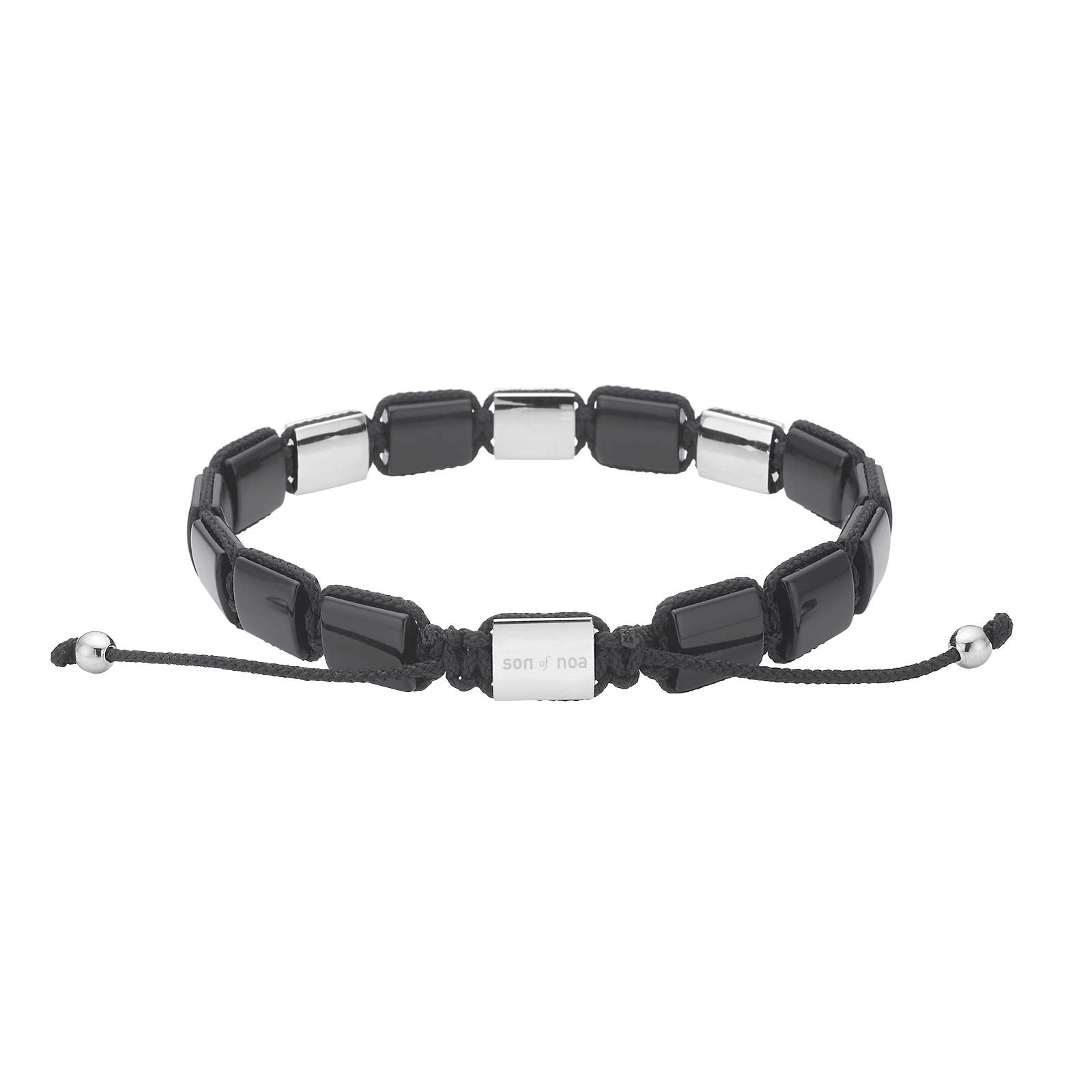 SON Armband schwarz agate/cz m.Stahl