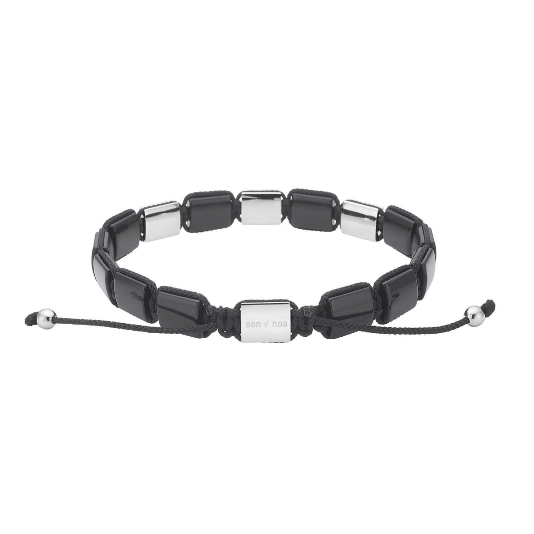 SON bracelet black agate/cz w.steel