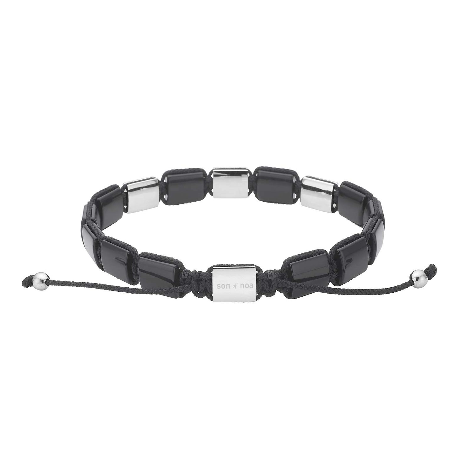 SON armbånd black agate / cz og stål