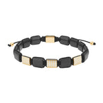 SON bracelet black agate/cz IP gold