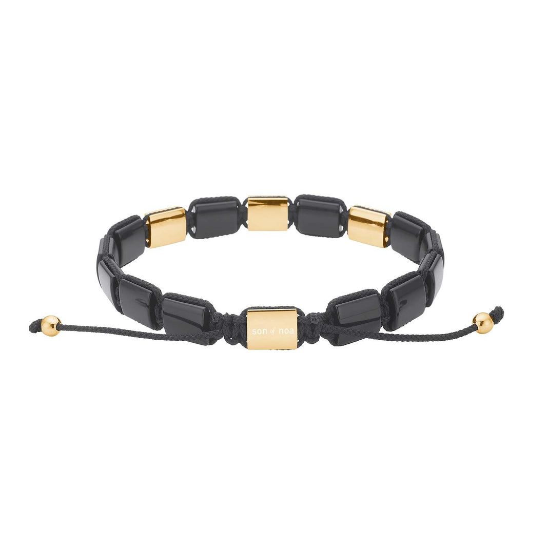 SON Armband schwarz agate/cz IP gold