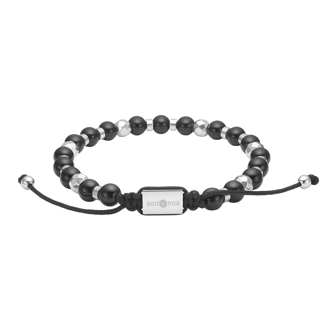 SON bracelet black agate w.steel