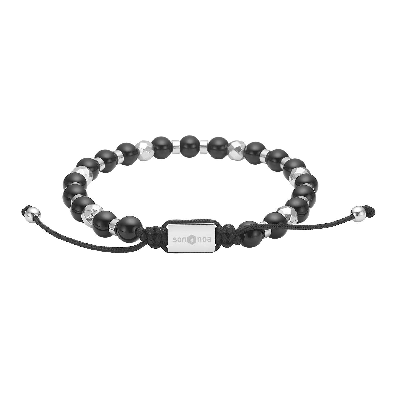 SON armbånd black agate og stål