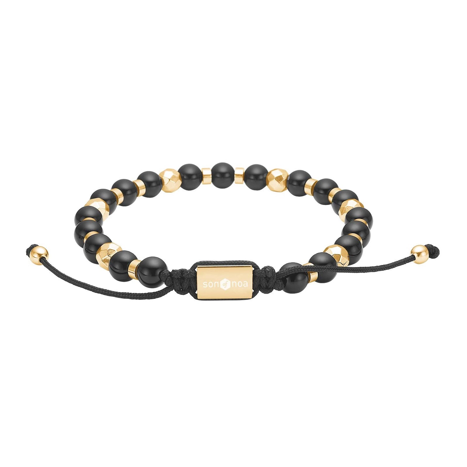 SON armbånd black agat og IP gold