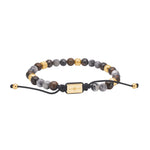 SON Armband map stone/ilmenite bronzitite m. Stahl IP gold