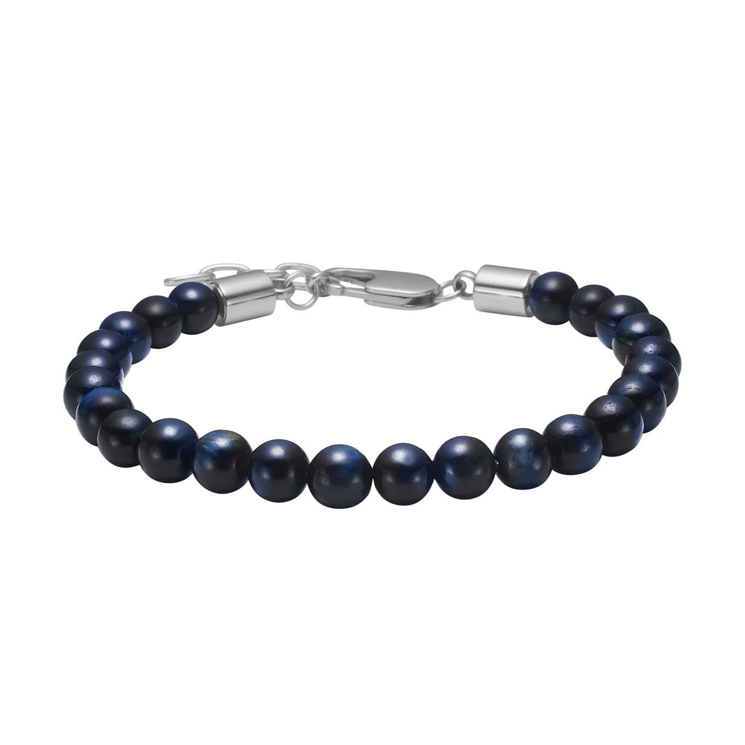 SON armbånd blå tigerøje 6mm, 19cm - 23cm