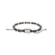 SON Armband schwarz agate/lava/Tigerauge m.Stahl 4mm, 19-25cm
