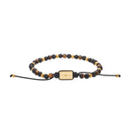 SON bracelet black agate/lava/tiger eye and steel 4mm, 19-25cm
