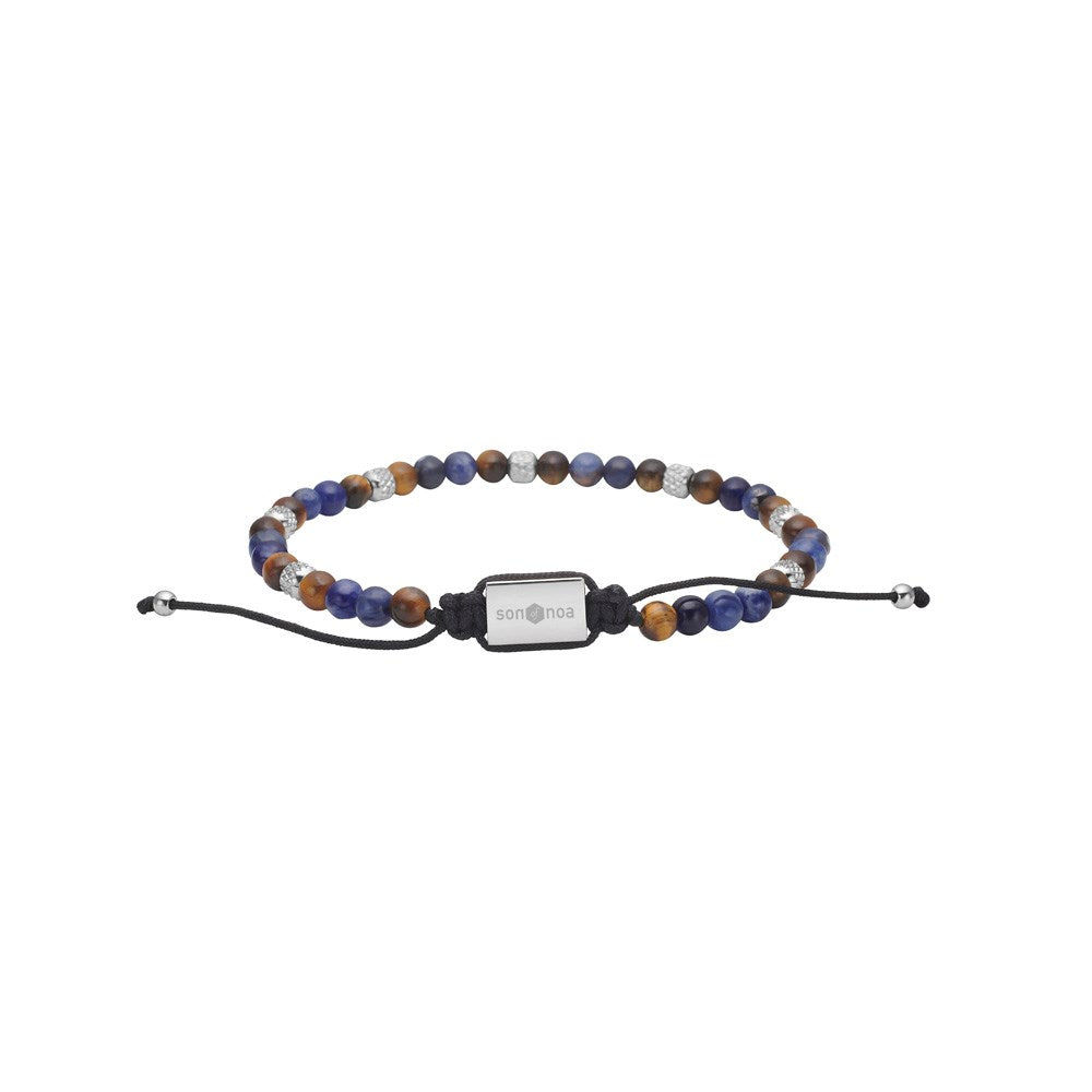 SON Armband sodalite/yellow tiger eye m.Stahl 4mm, 19-25cm